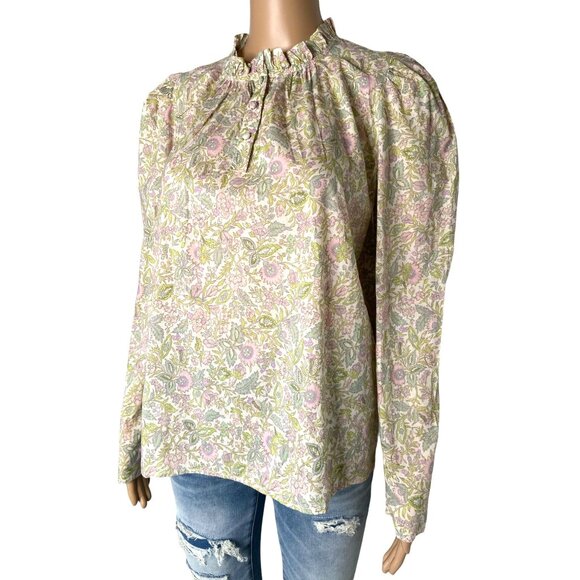 House Of Harlow 1960 Josepha Peasant Blouse Mock Neck Size M - Picture 4 of 8